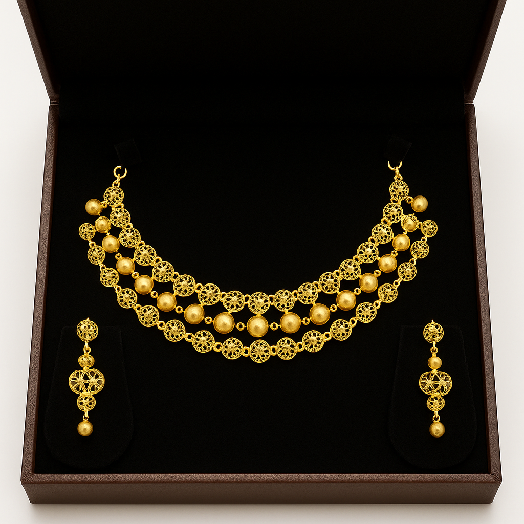 Elegant Gold Necklace Set in Presentation Box